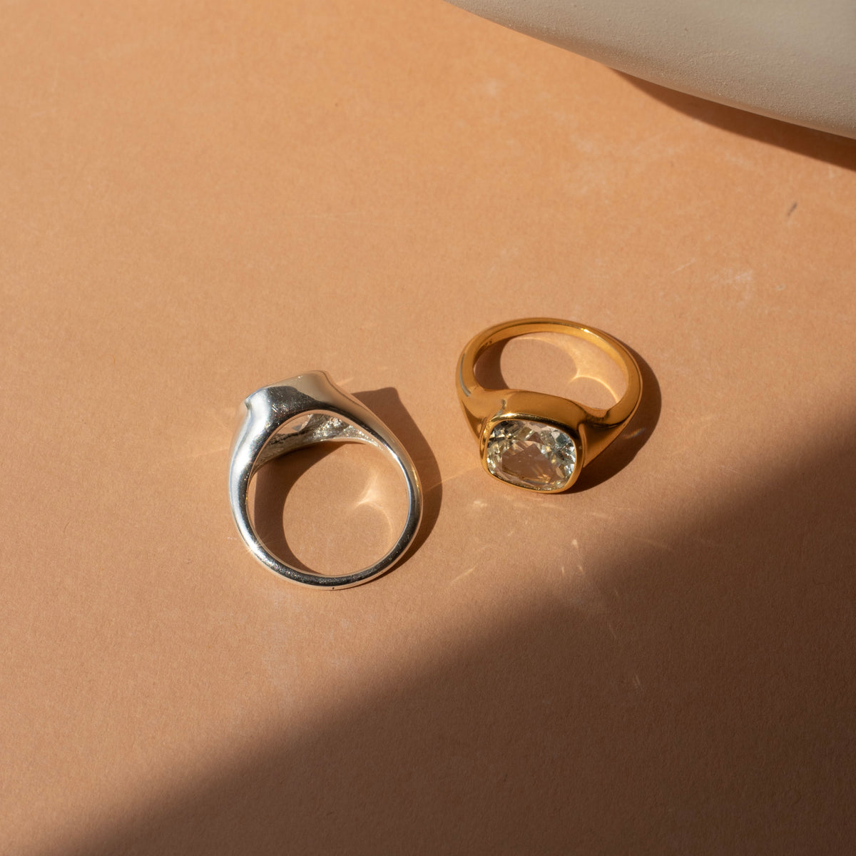 Love Cushion Cut Signet Ring - White Topaz