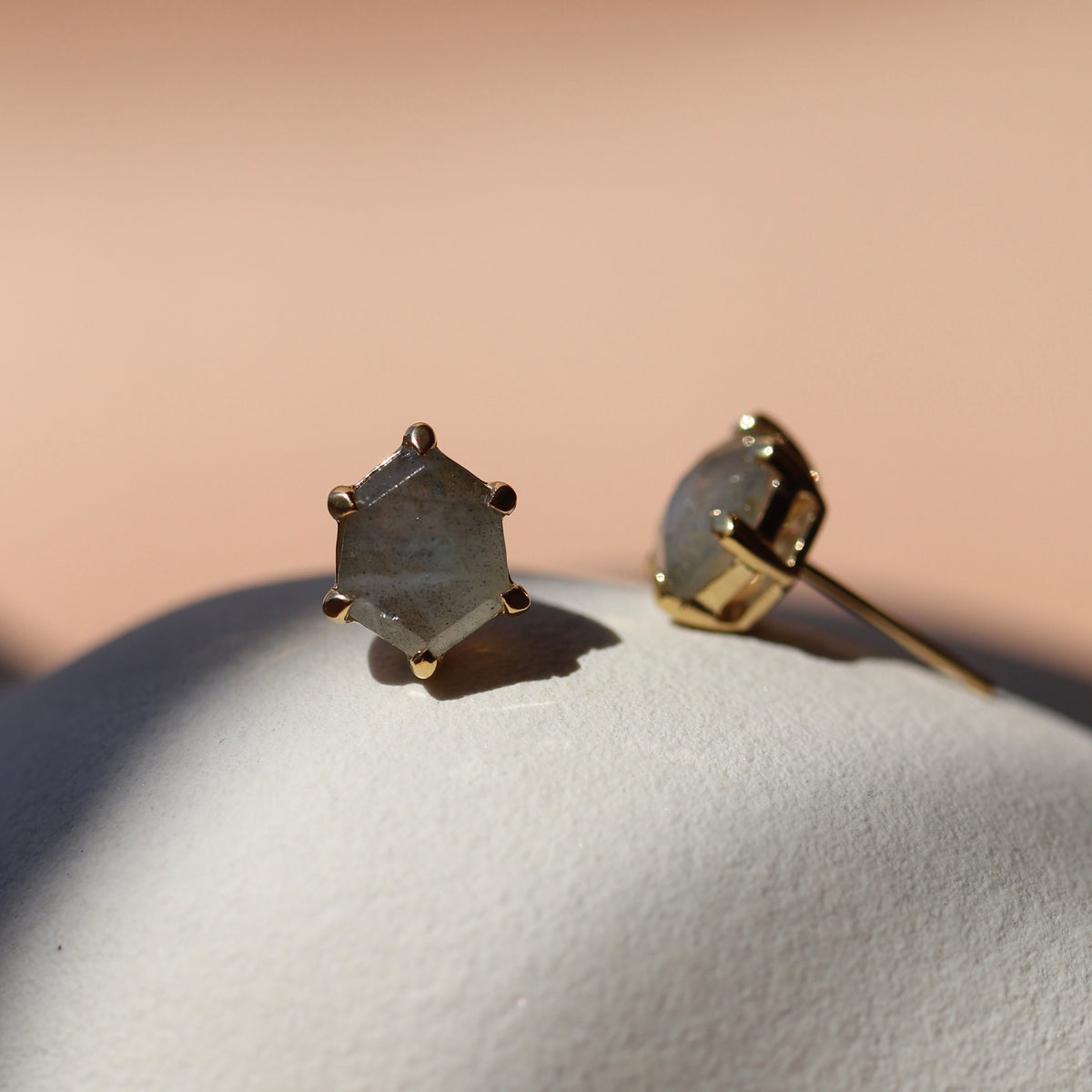 MINI HONOUR STUD EARRINGS - LABRADORITE & GOLD