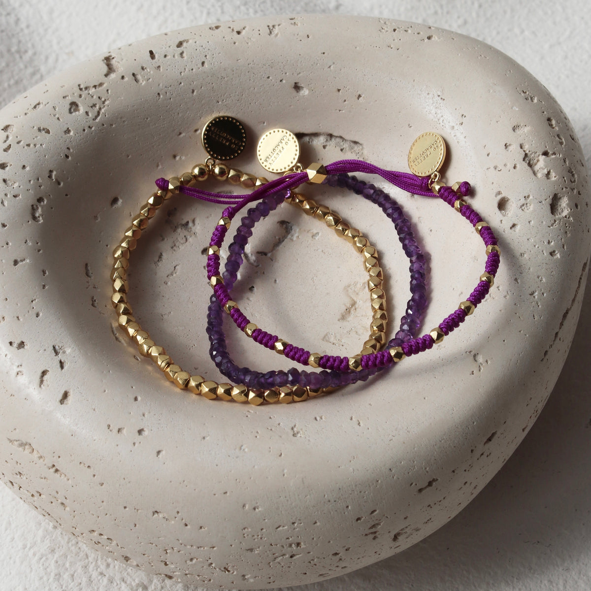 Iconic Beaded Stretch Bracelet - Amethyst