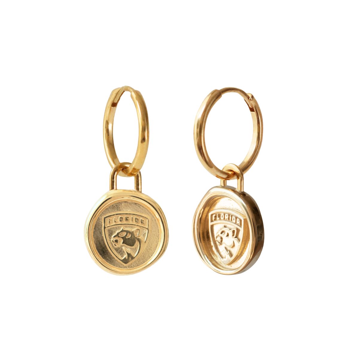 Florida Panthers Wax Seal Charm Hoop Earrings
