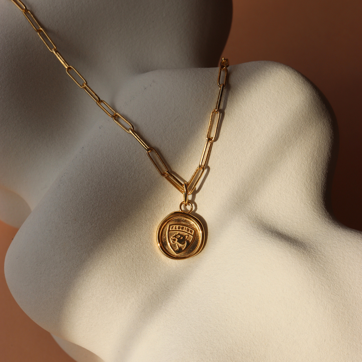 Florida Panthers Wax Seal Oval Link Pendant Necklace