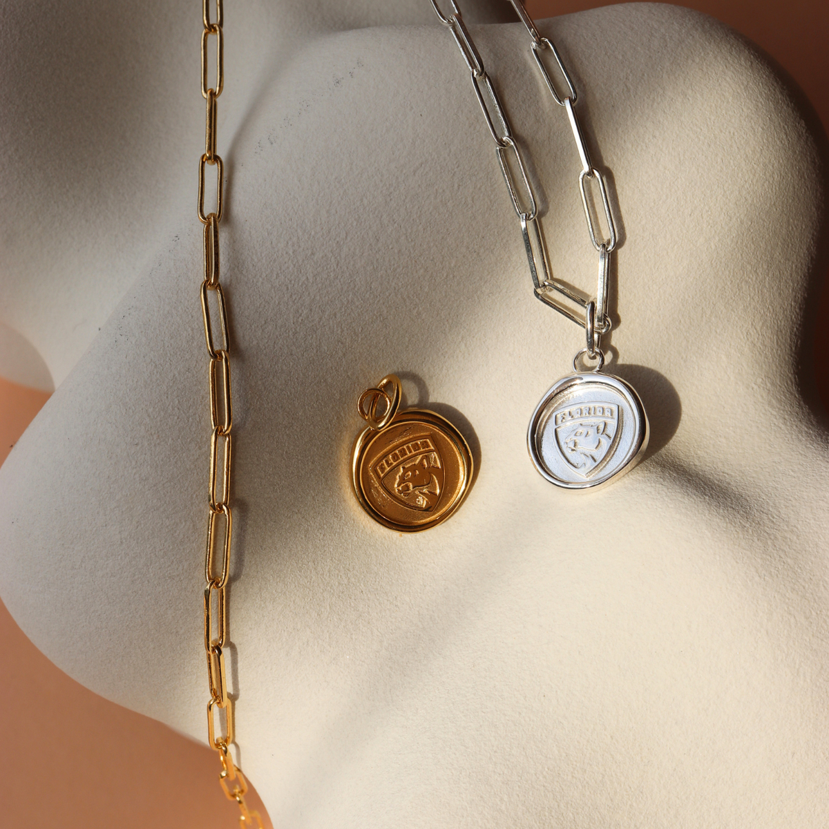 Florida Panthers Wax Seal Oval Link Pendant Necklace