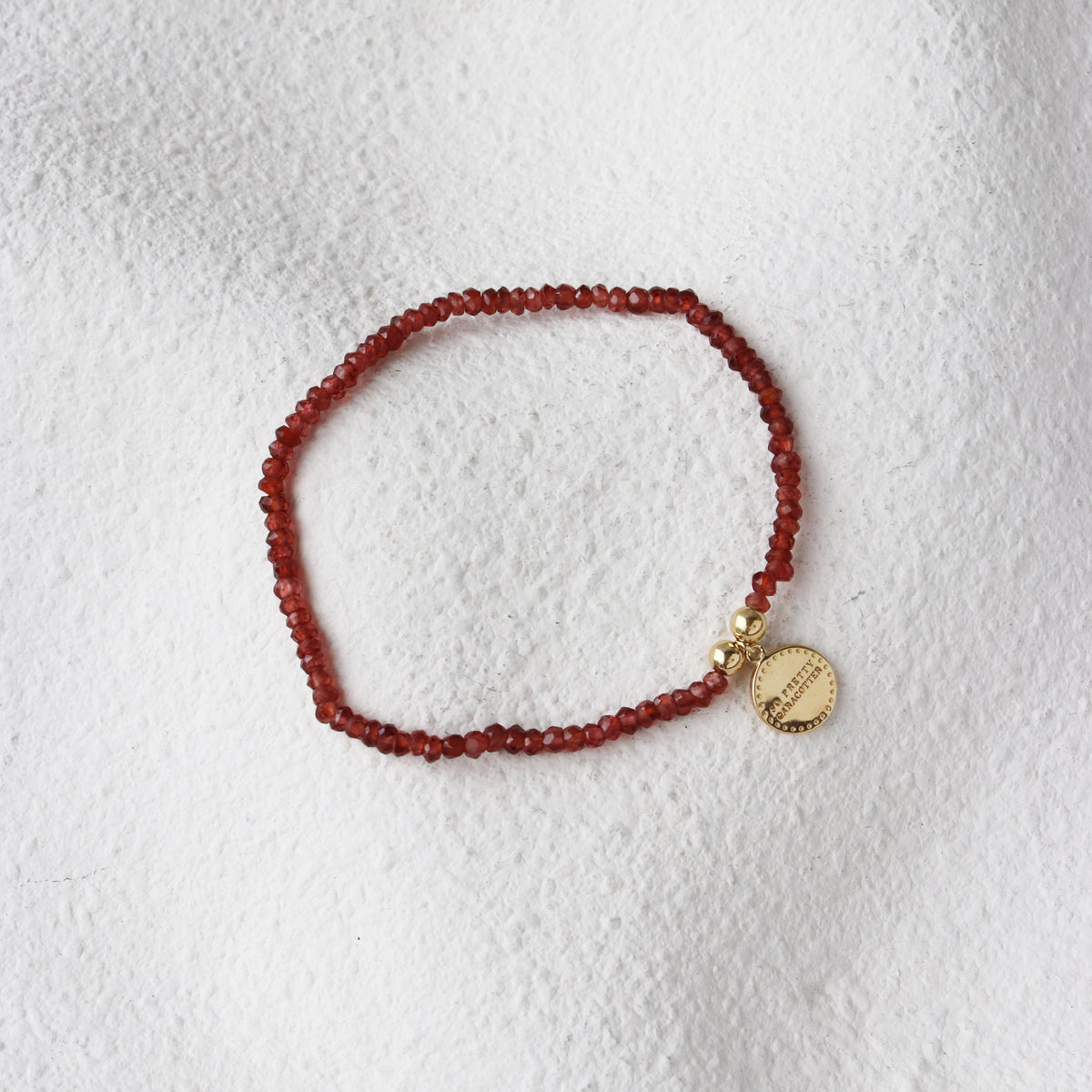 Iconic Beaded Stretch Bracelet - Garnet