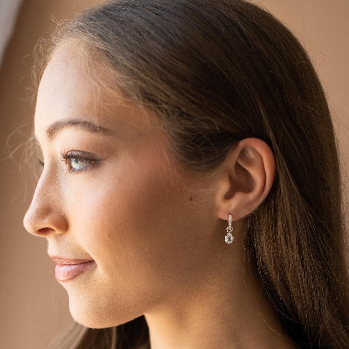 Harmony Charm Hoop Earrings - White Topaz