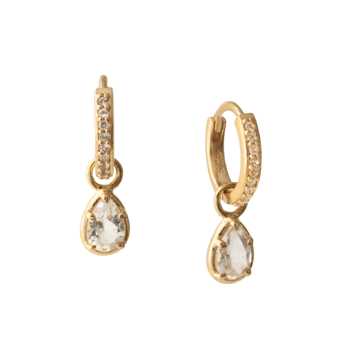 Harmony Charm Hoop Earrings - White Topaz 1