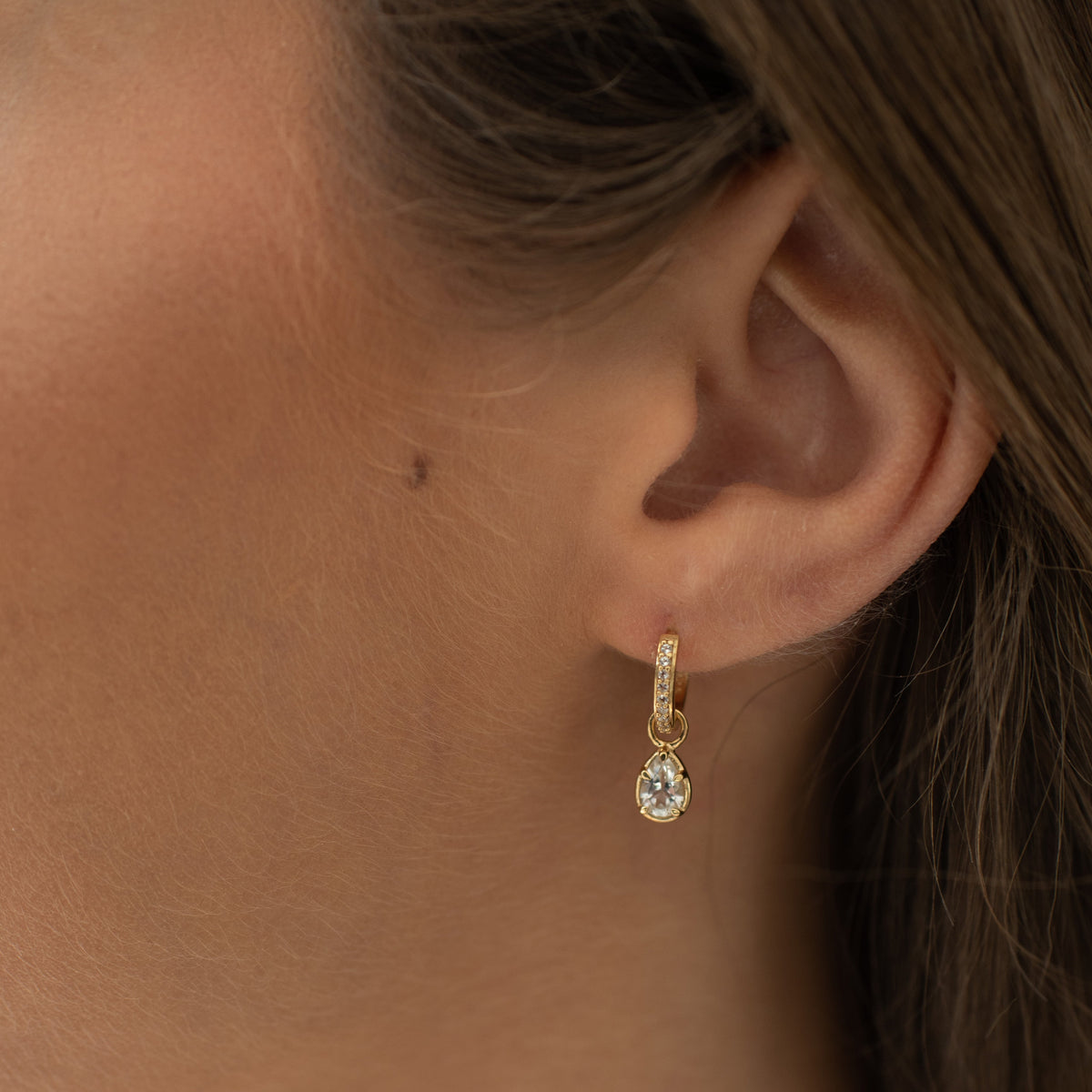 Harmony Charm Hoop Earrings - White Topaz