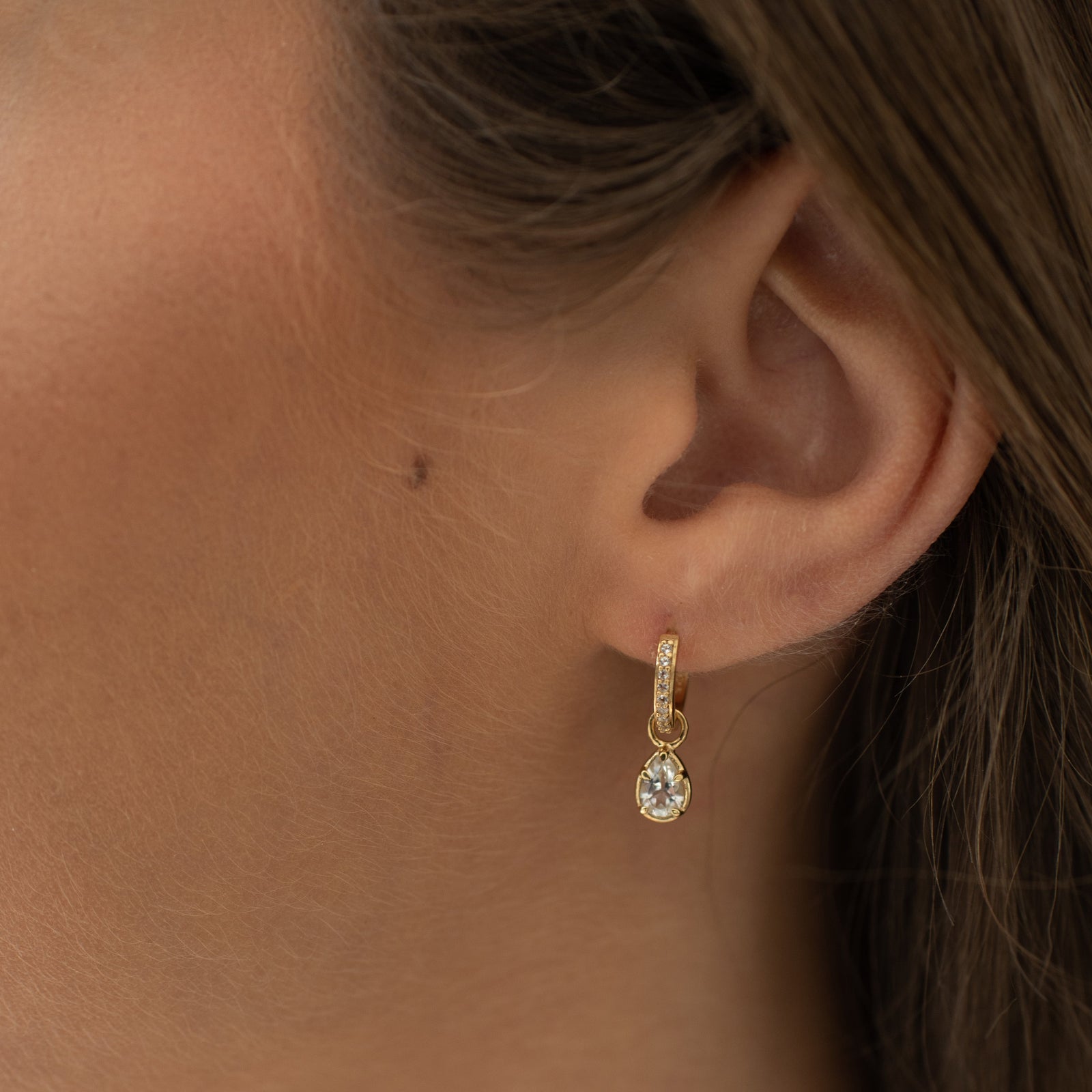 Harmony Charm Hoop Earrings - White Topaz 1