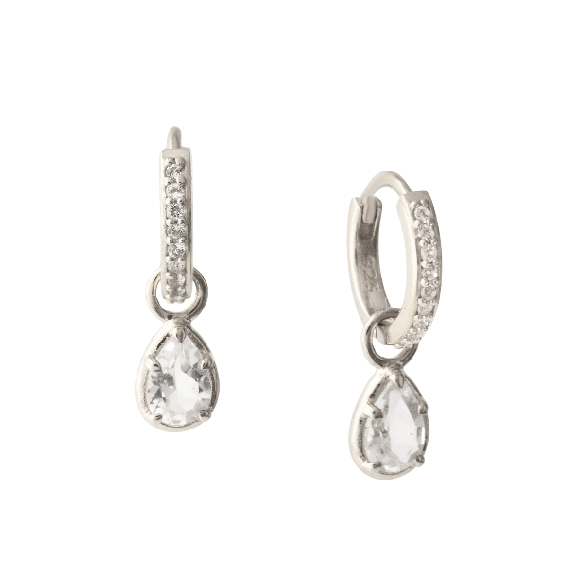 Harmony Charm Hoop Earrings - White Topaz