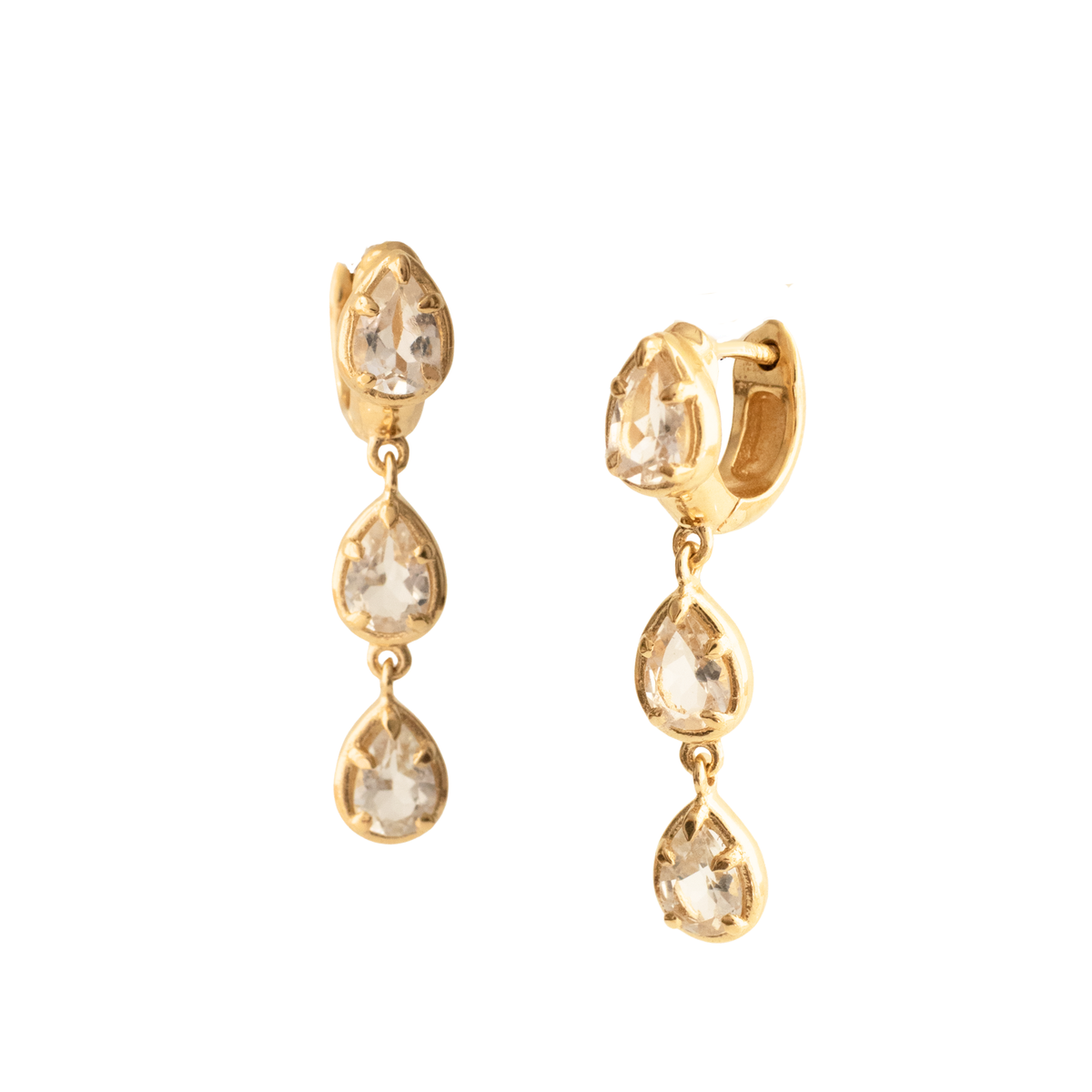 Harmony Drop Hoop Earrings - White Topaz