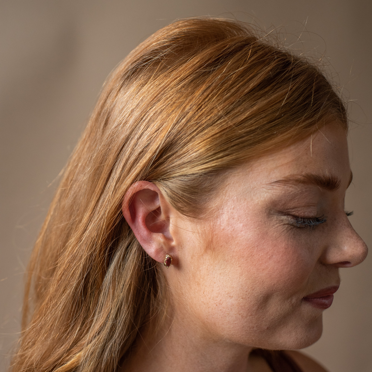 Harmony Marquise Hoop Earrings - Sedona Red Jasper