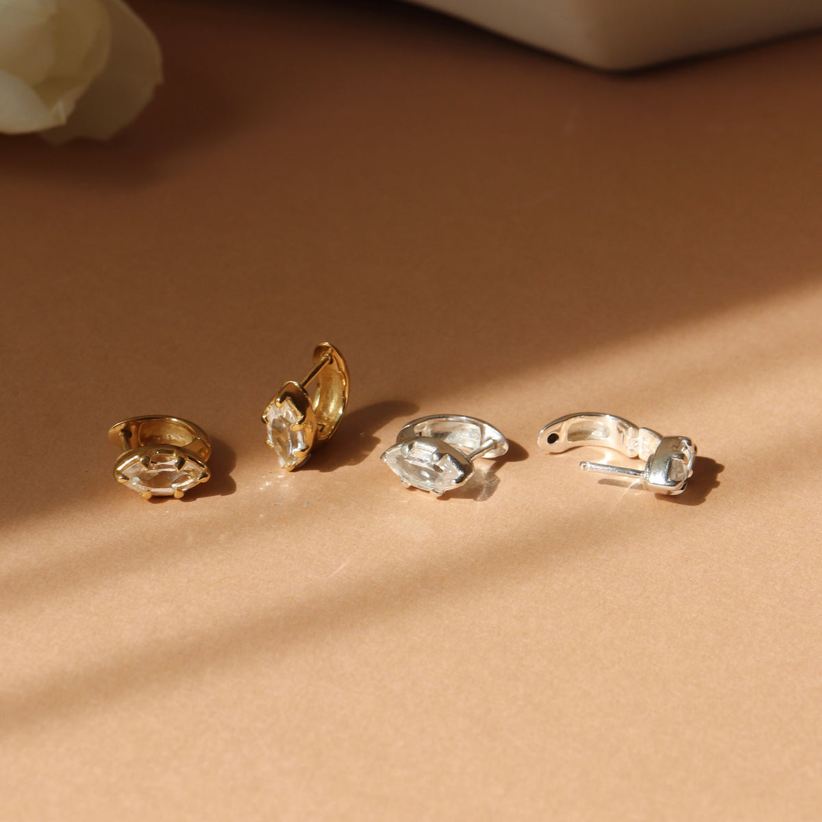 Harmony Marquise Hoop Earrings - White Topaz