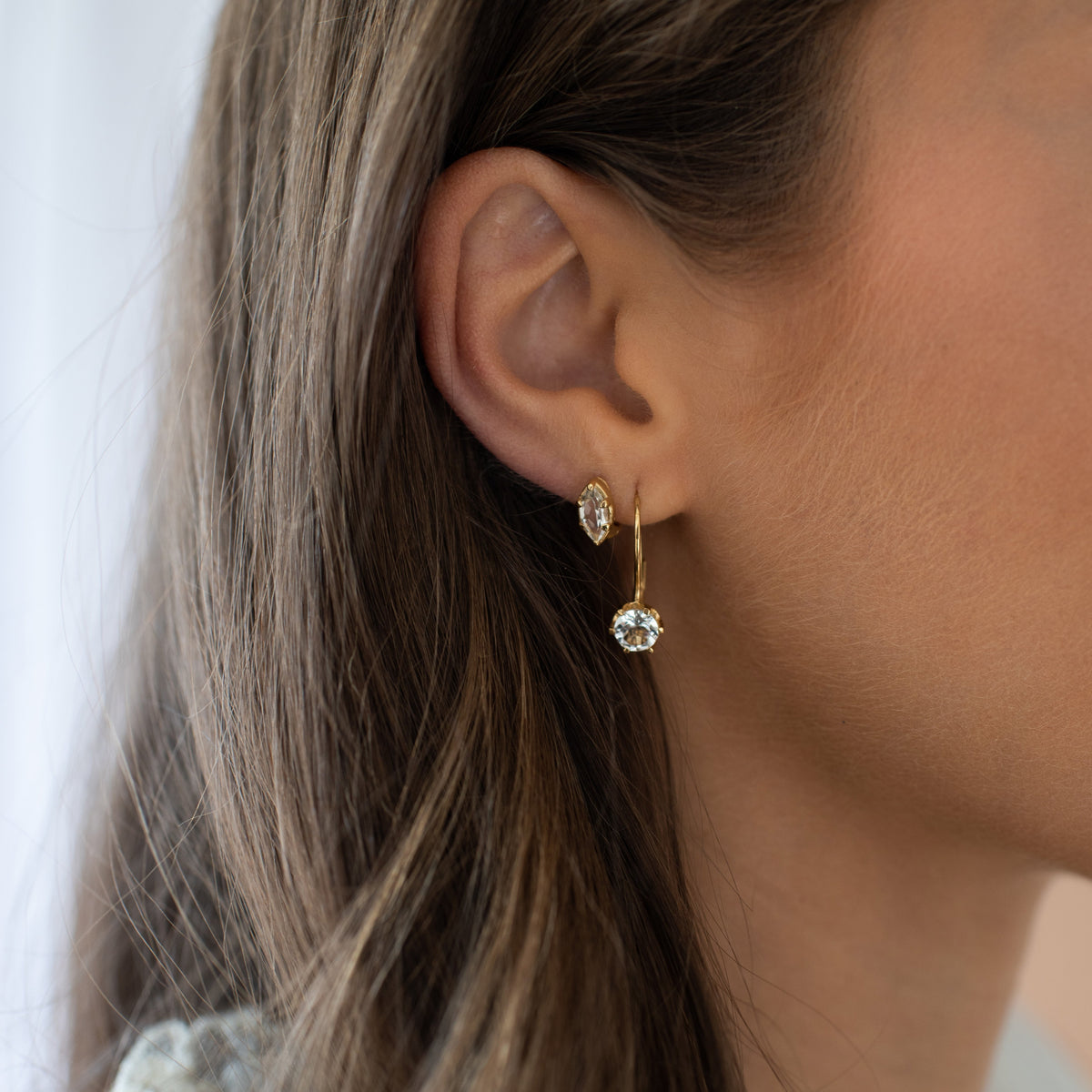 Harmony Marquise Hoop Earrings - White Topaz