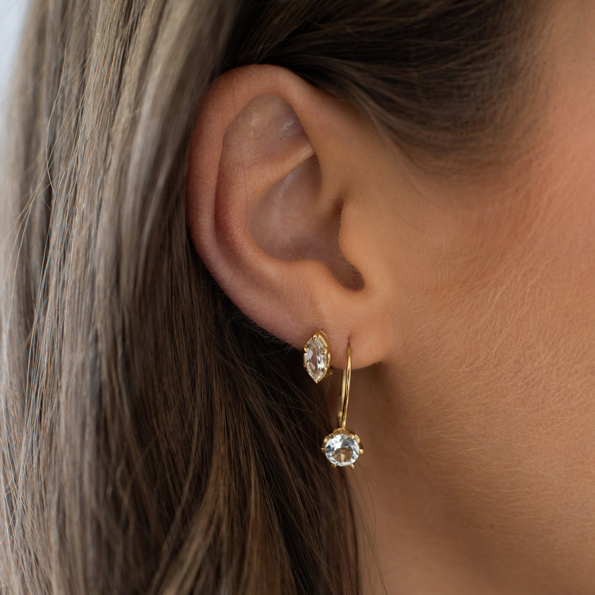 Harmony Marquise Hoop Earrings - White Topaz
