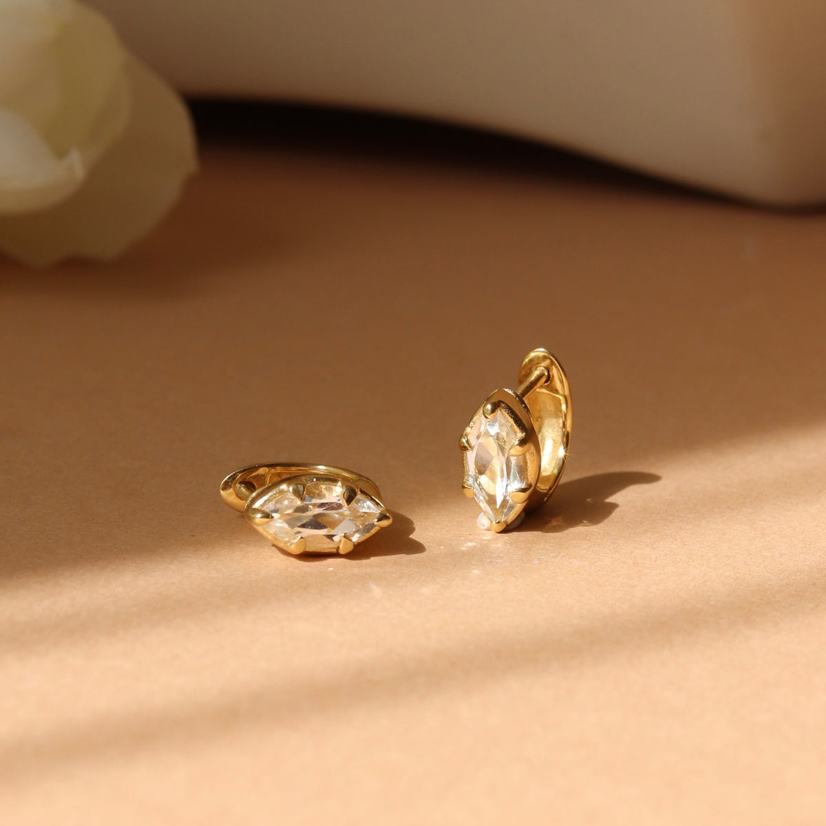 Harmony Marquise Hoop Earrings - White Topaz