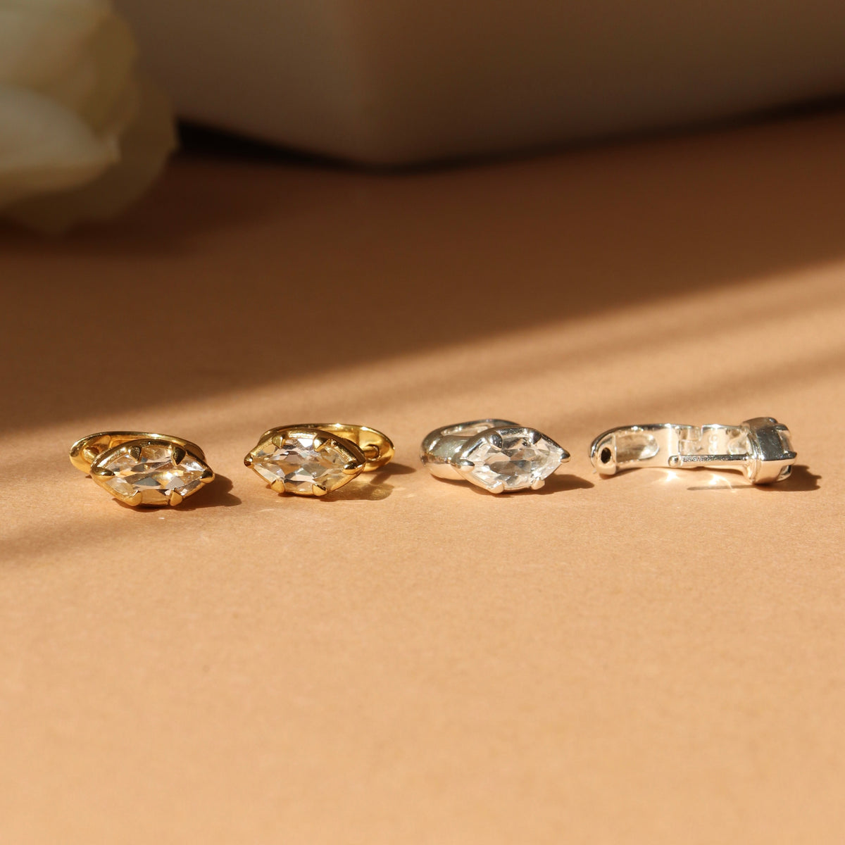 Harmony Marquise Hoop Earrings - White Topaz