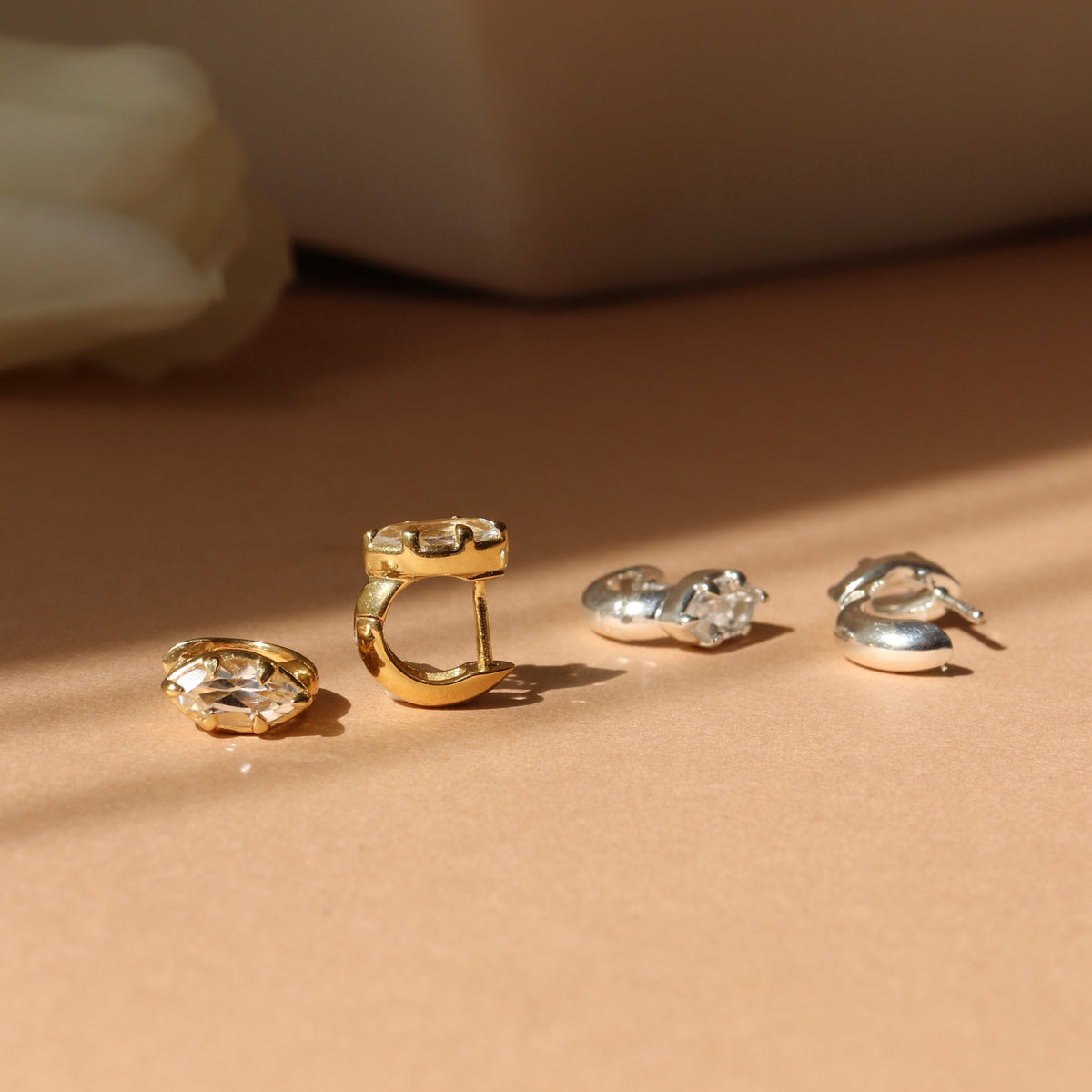 Harmony Marquise Hoop Earrings - White Topaz