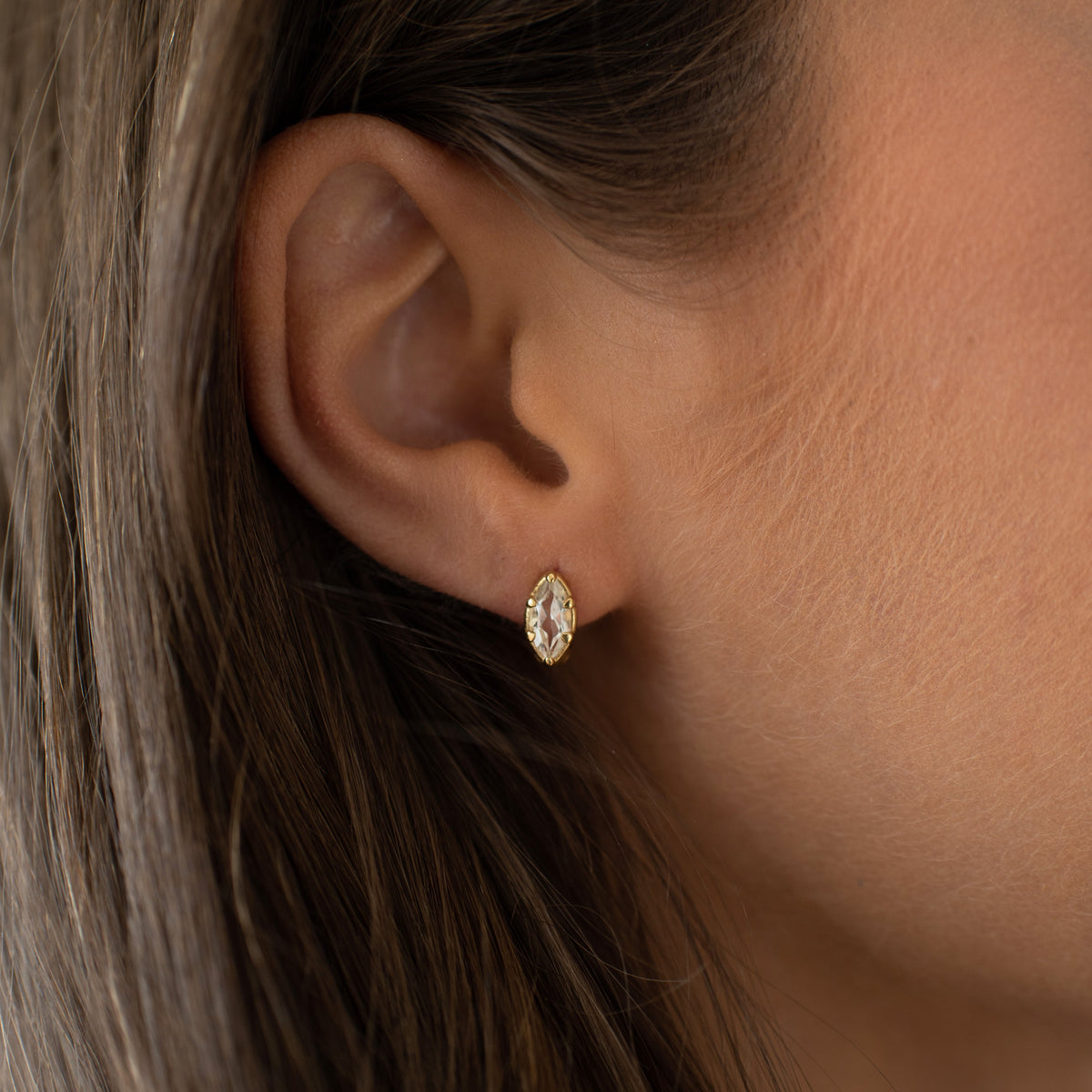 Harmony Marquise Hoop Earrings - White Topaz