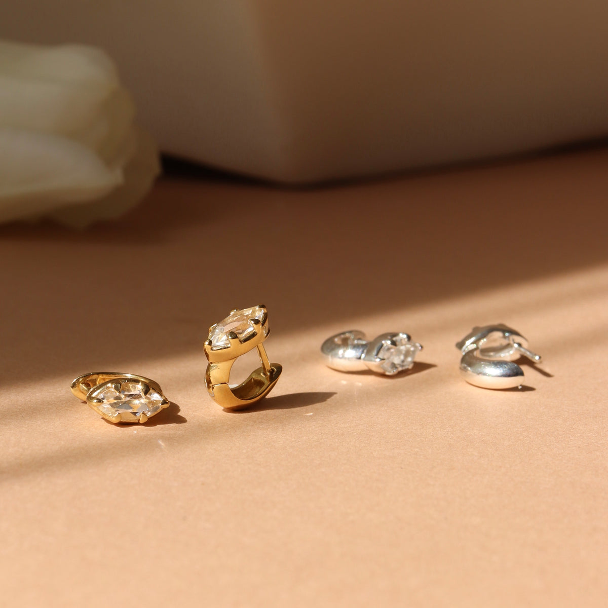 Harmony Marquise Hoop Earrings - White Topaz