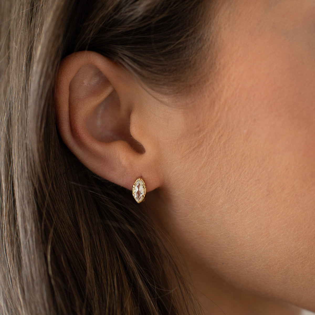 Harmony Marquise Hoop Earrings - White Topaz