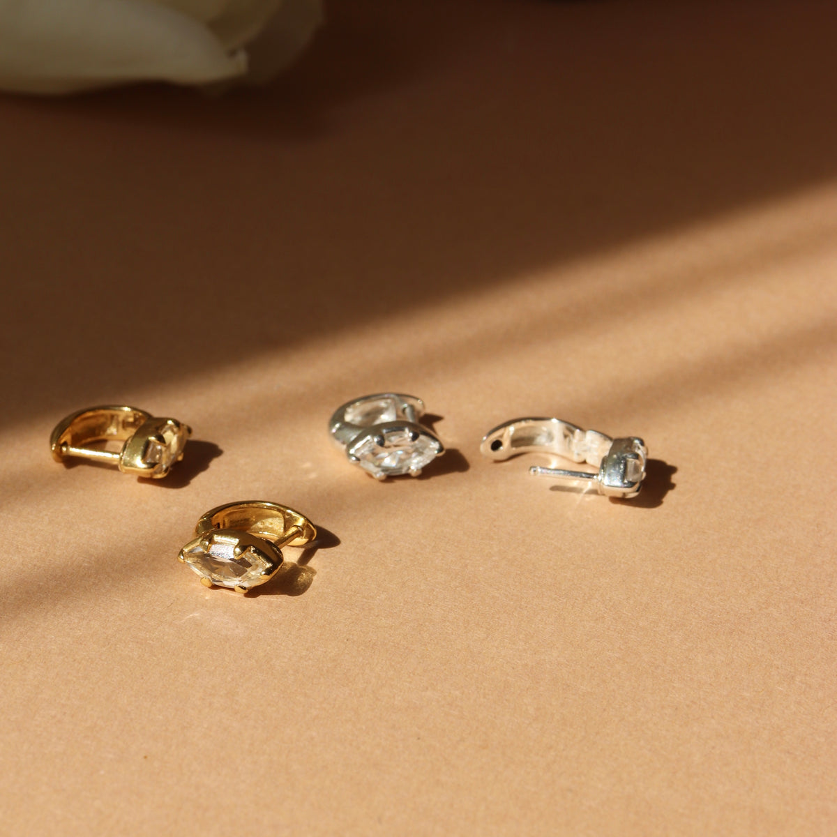 Harmony Marquise Hoop Earrings - White Topaz