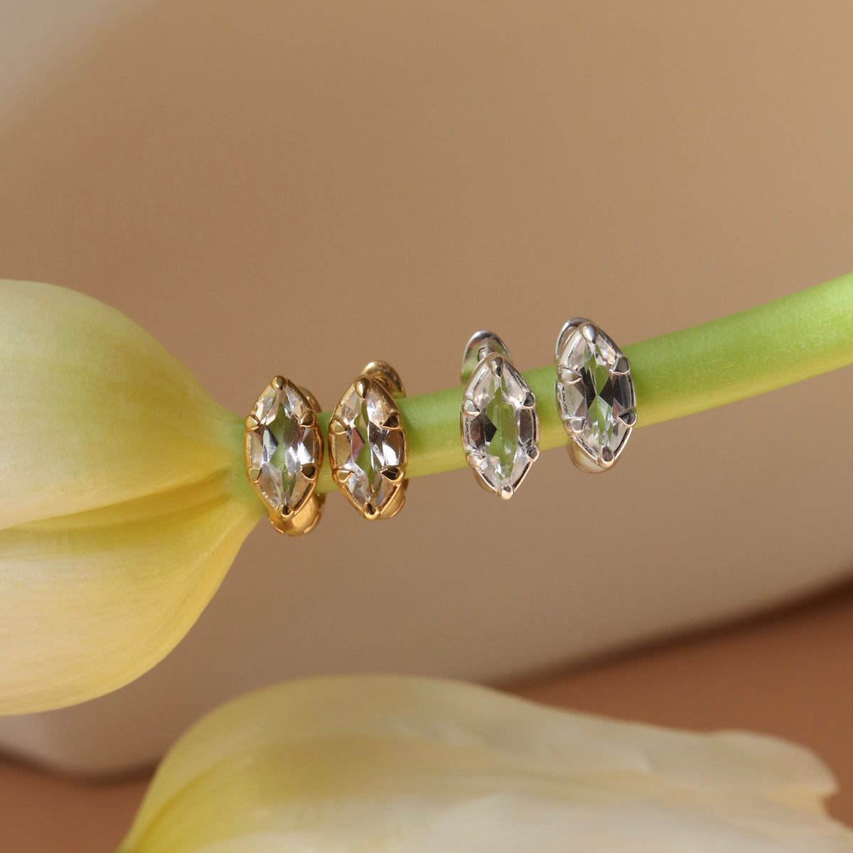 Harmony Marquise Hoop Earrings - White Topaz
