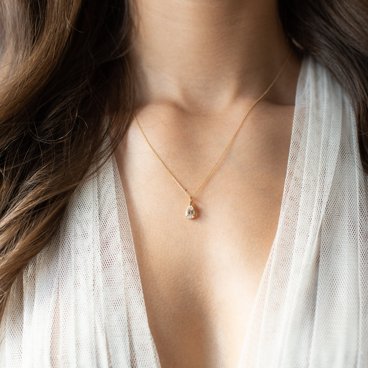 Harmony Pendant Necklace - White Topaz
