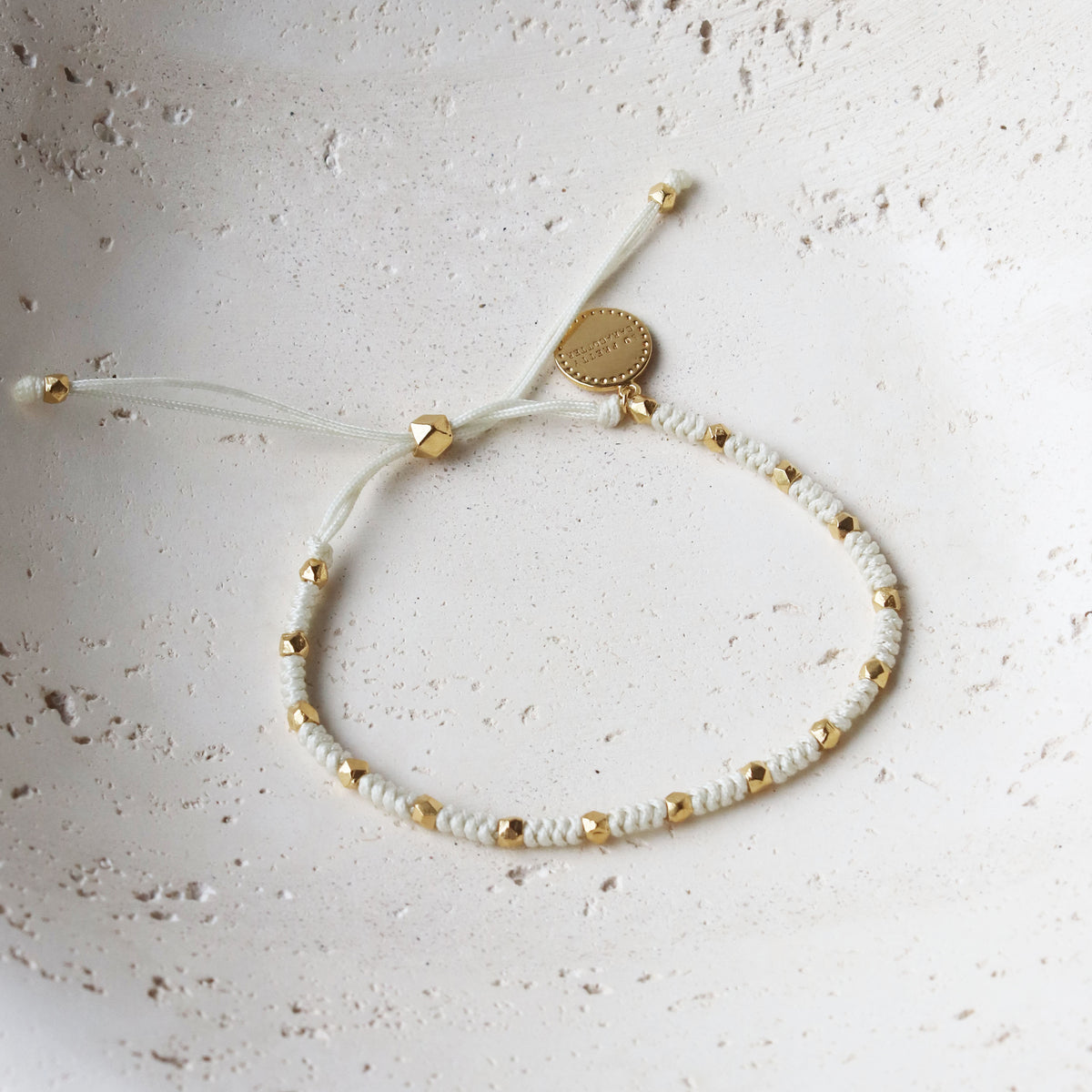 Joy Adjustable Friendship Bracelet - Cream