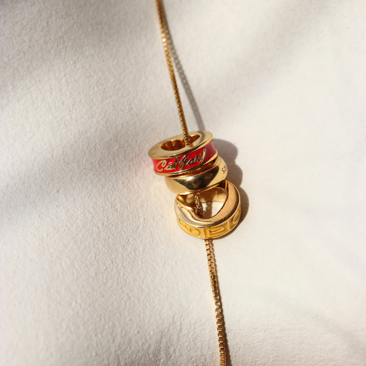 I Love My Calgary Flames Ring Charm Necklace