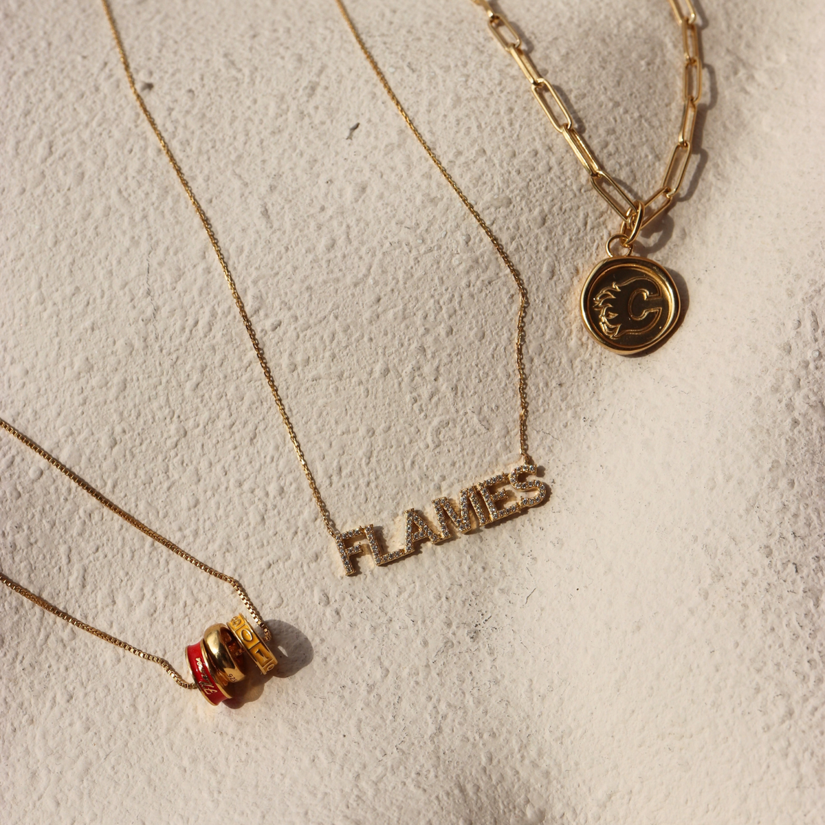 Calgary Flames Wax Seal Oval  Link Pendant Necklace