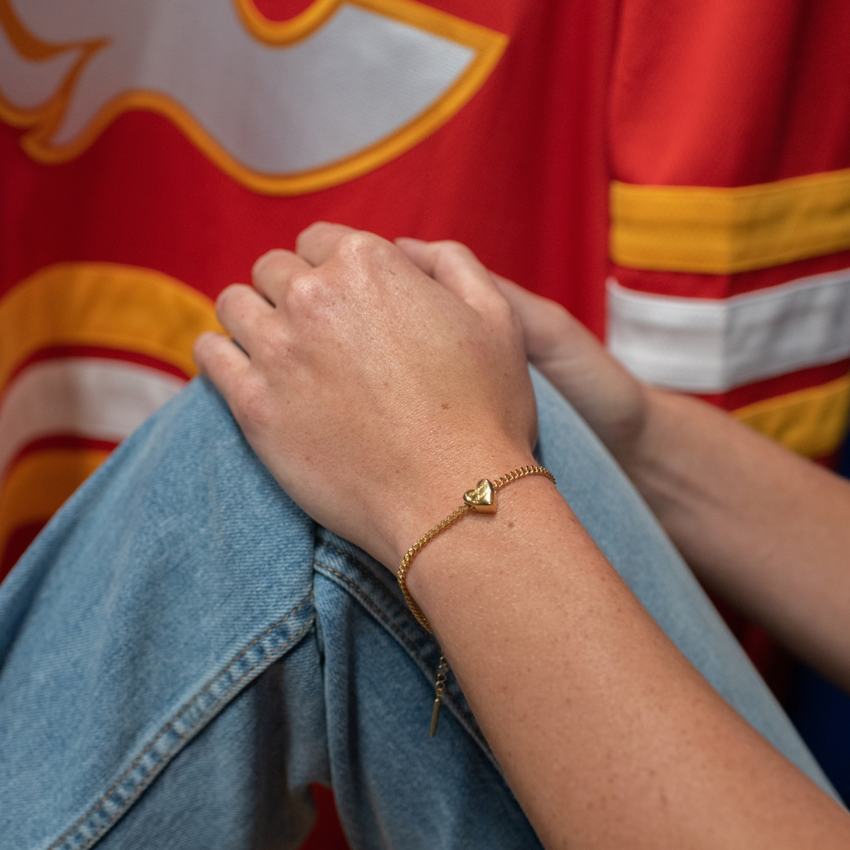 I Love My Calgary Flames Slider Heart Charm Bracelet
