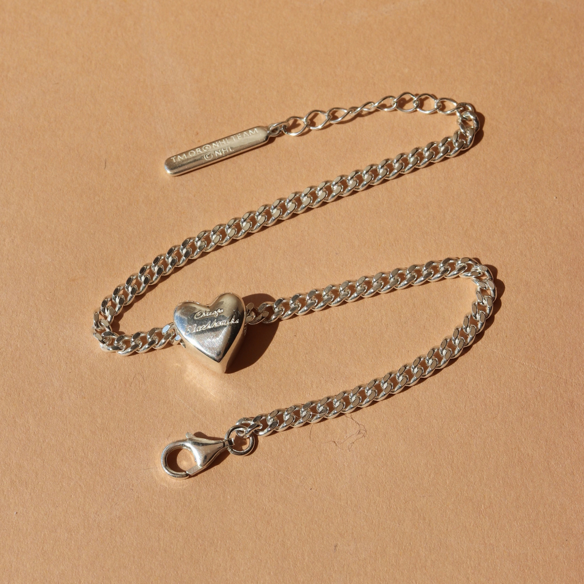 I Love My Chicago Blackhawks Slider Heart Charm Bracelet