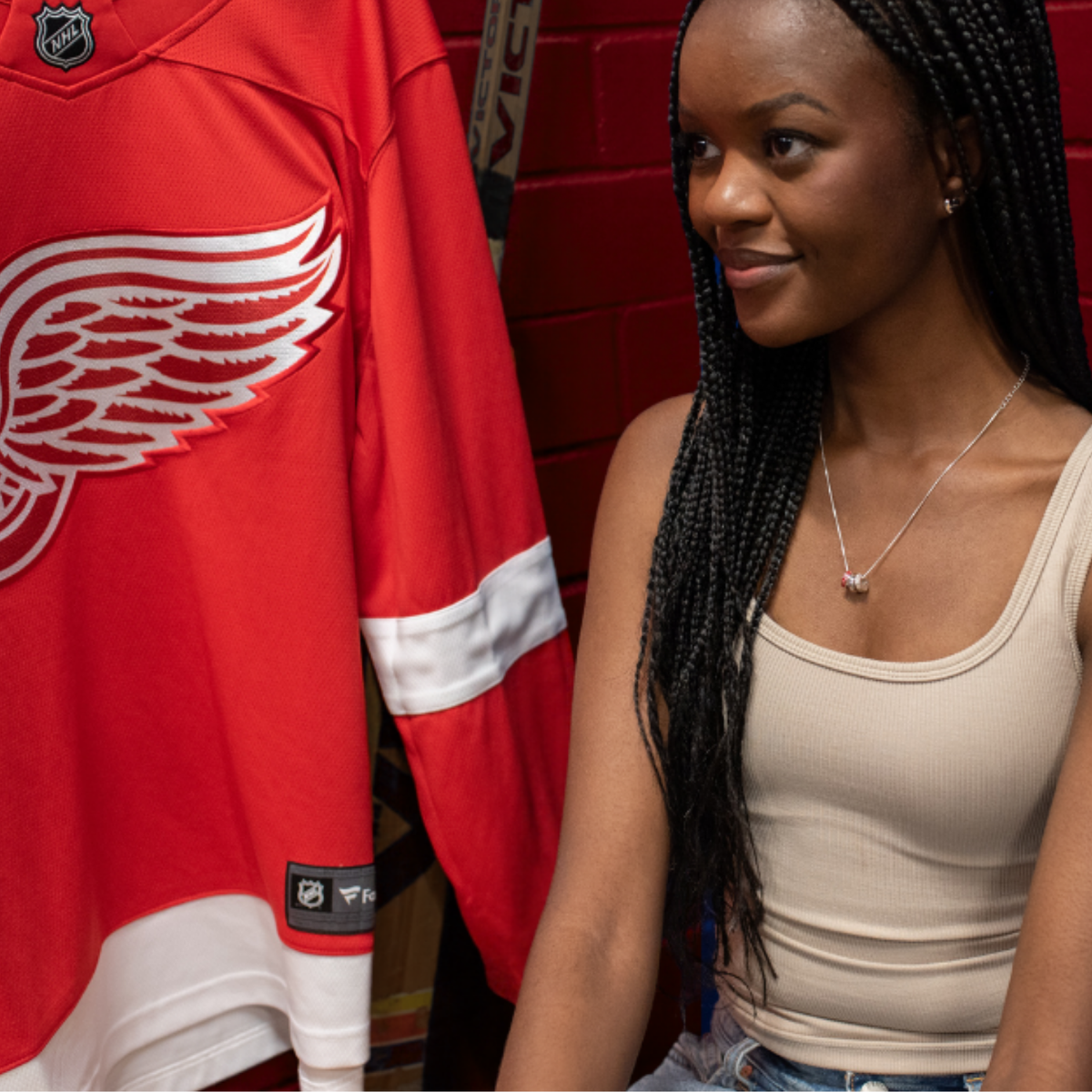 I Love My Detroit Red Wings Ring Charm Necklace