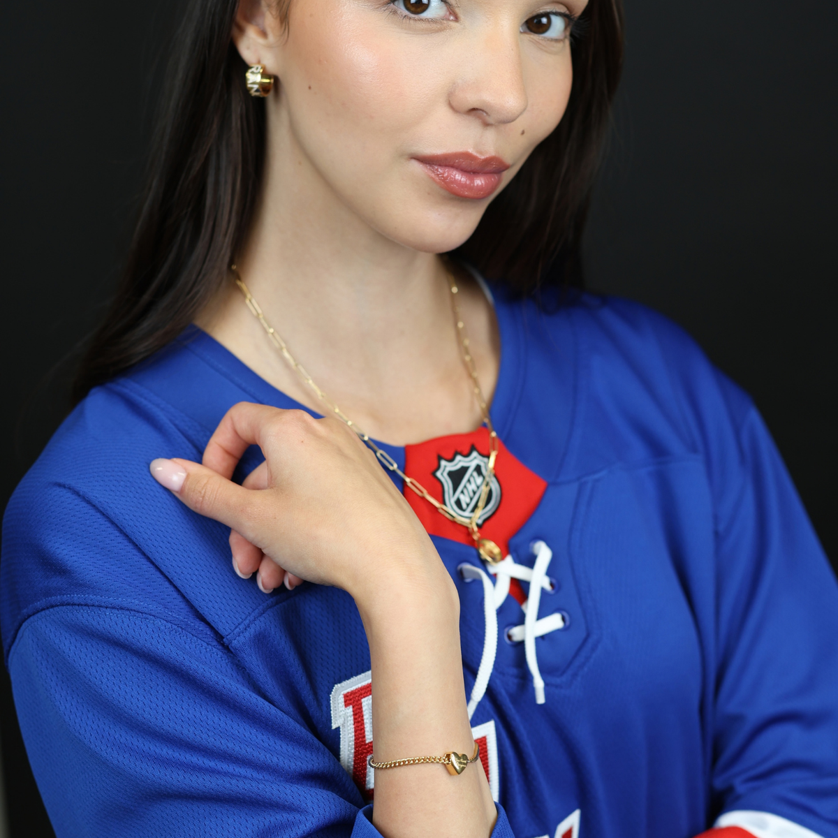 I Love My New York Rangers Slider Heart Charm Bracelet