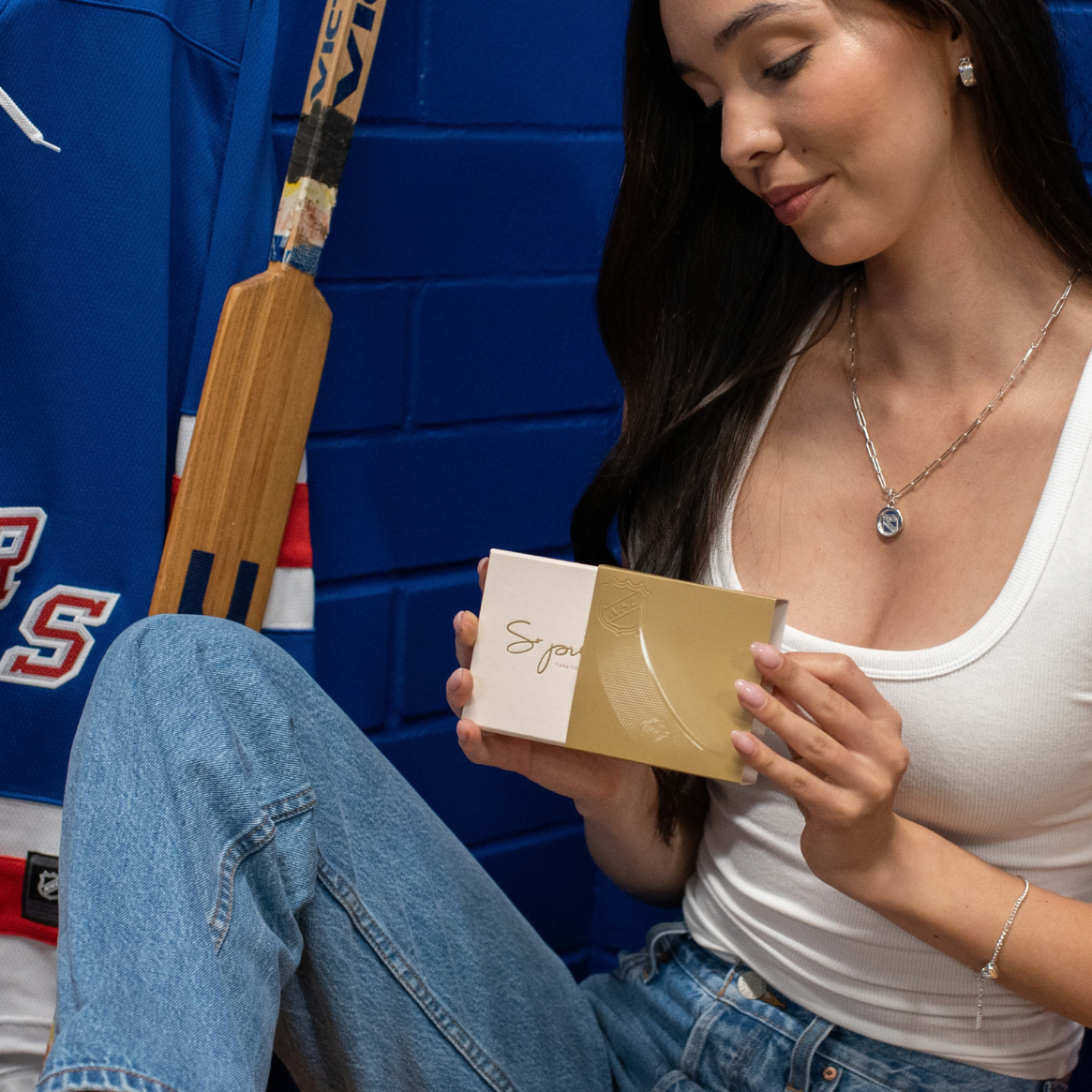 I Love My New York Rangers Slider Heart Charm Bracelet