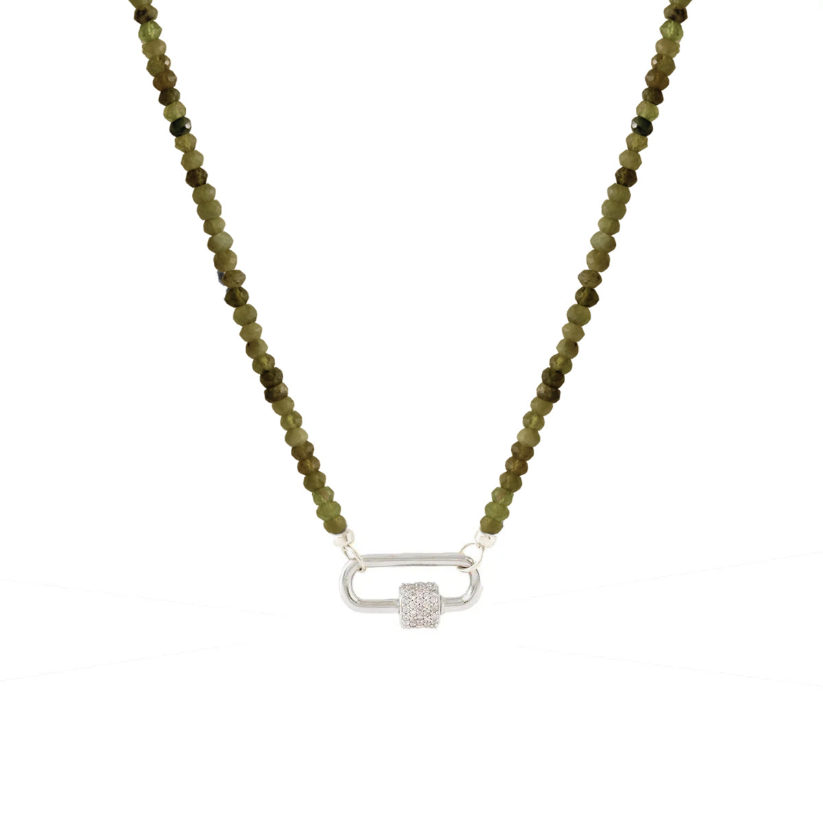Iconic Beaded Open Ended Necklace - Juniper Vasonite & Silver