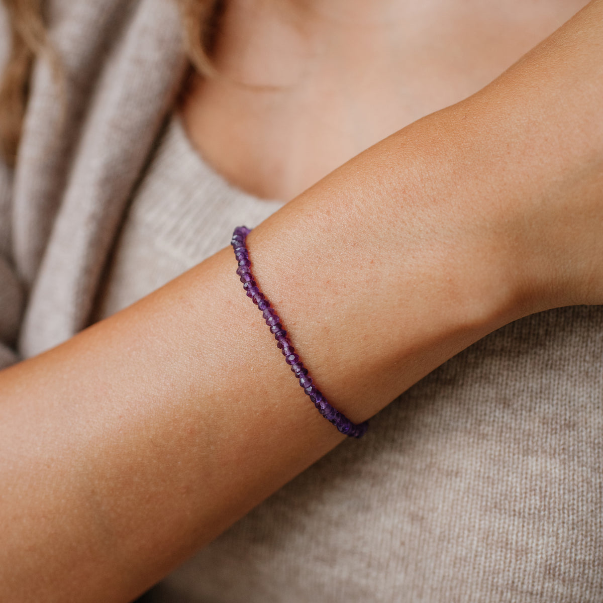 Iconic Beaded Stretch Bracelet - Amethyst