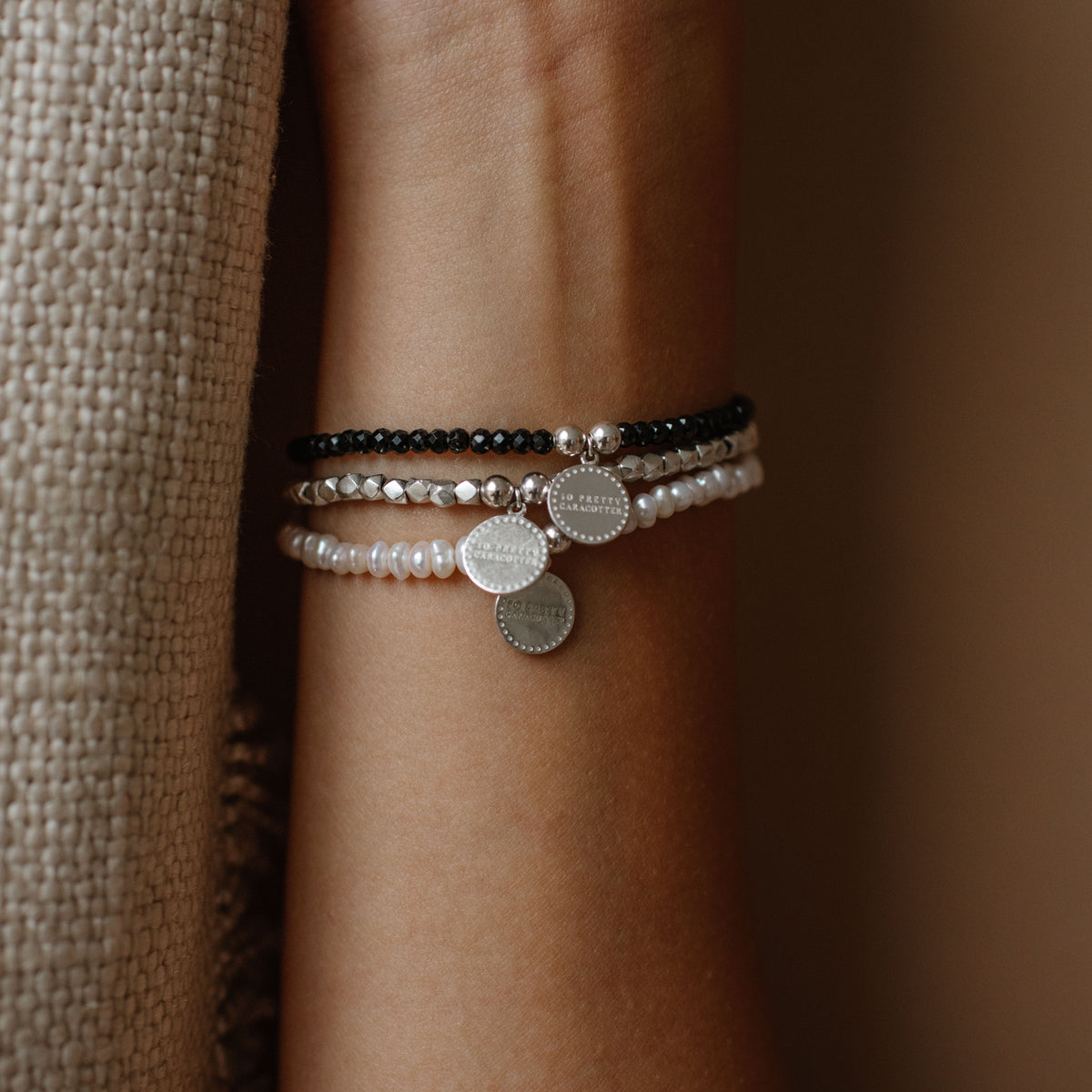 Iconic Beaded Stretch Bracelet - Black Onyx