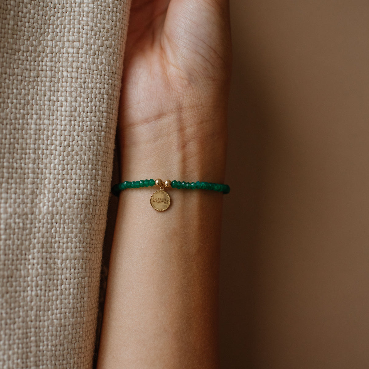 Iconic Beaded Stretch Bracelet - Green Onyx