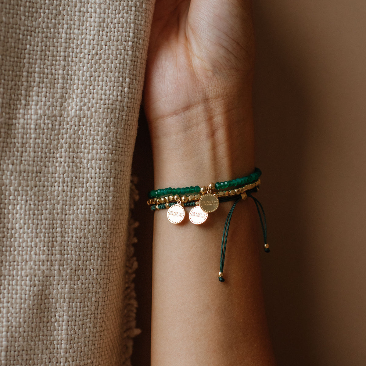 Iconic Beaded Stretch Bracelet - Green Onyx