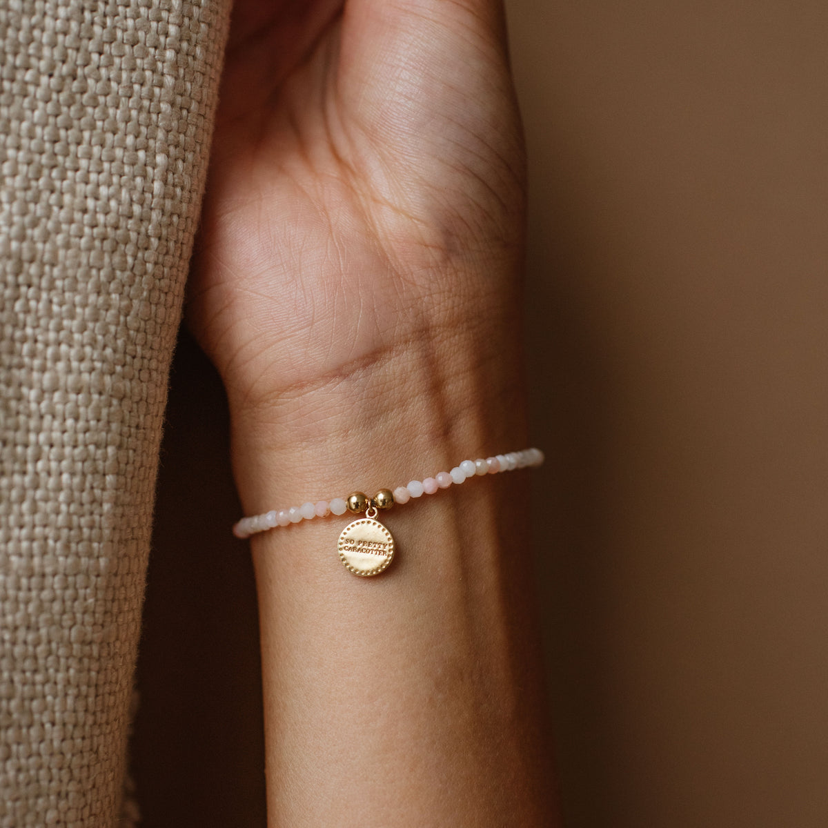 Iconic Beaded Stretch Bracelet - Pink Opal