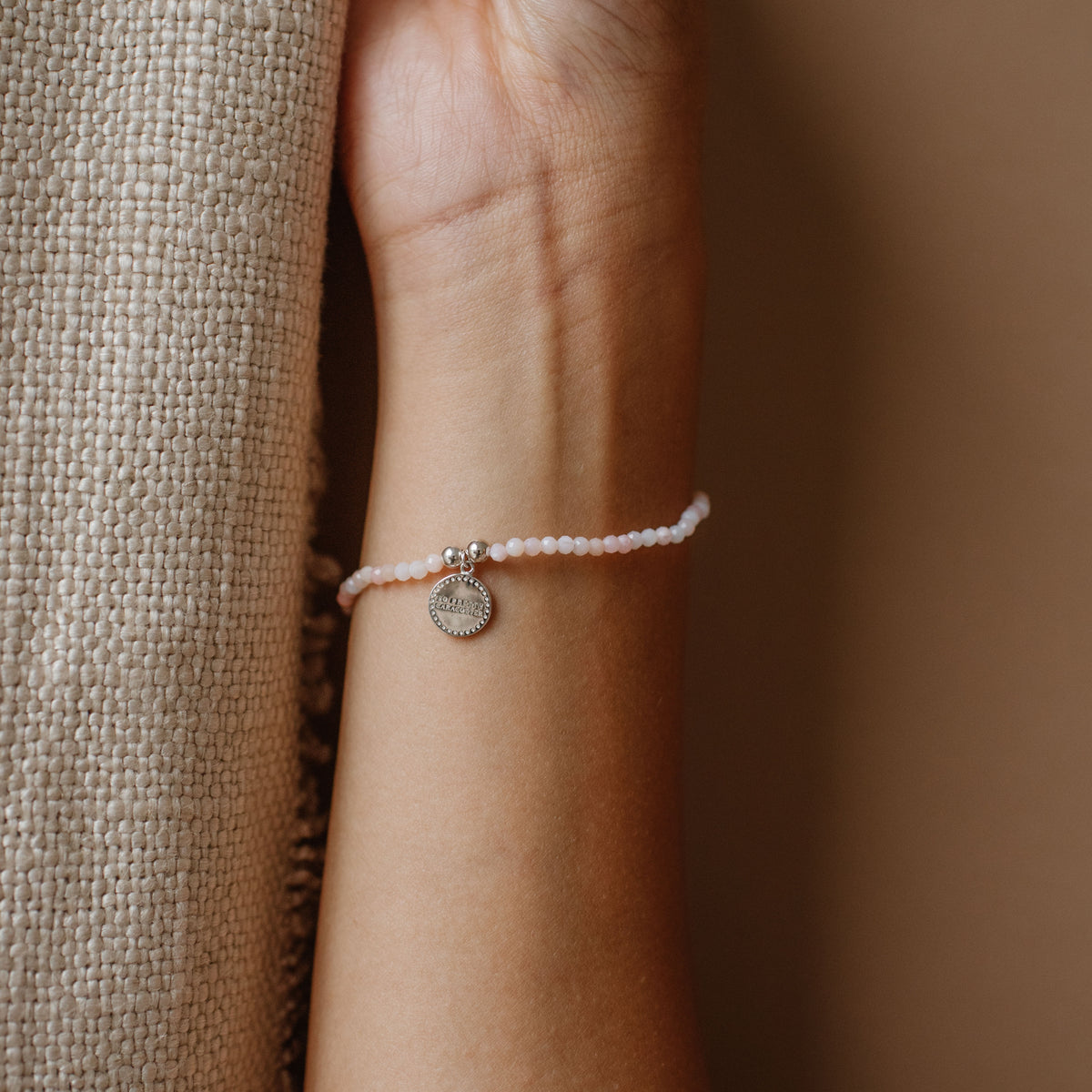 Iconic Beaded Stretch Bracelet - Pink Opal