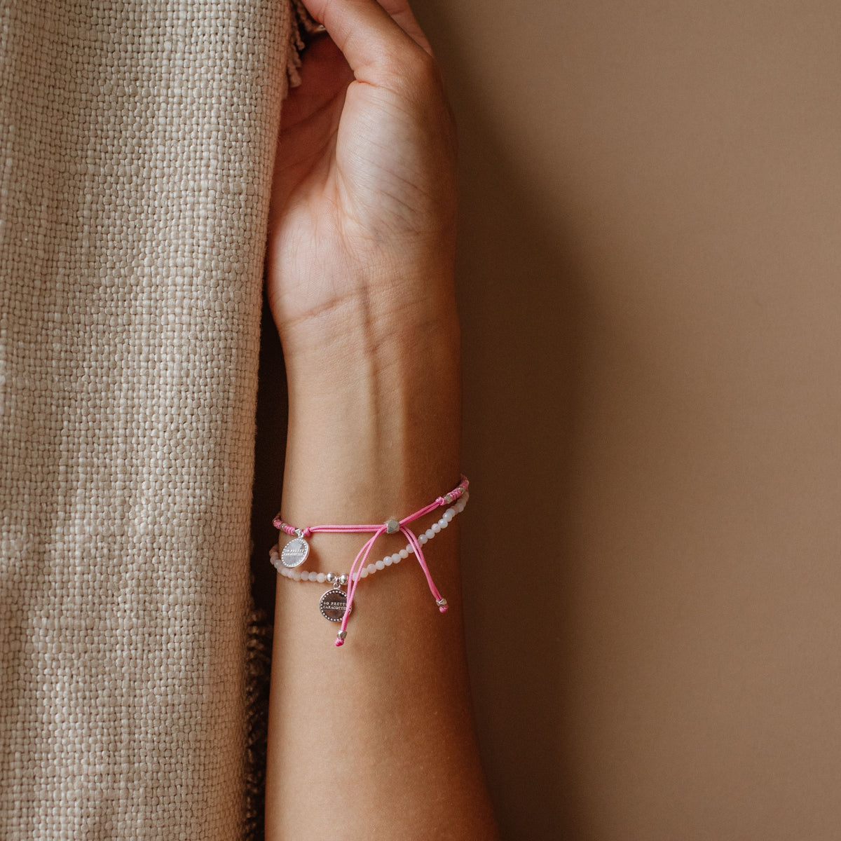 Iconic Beaded Stretch Bracelet - Pink Opal