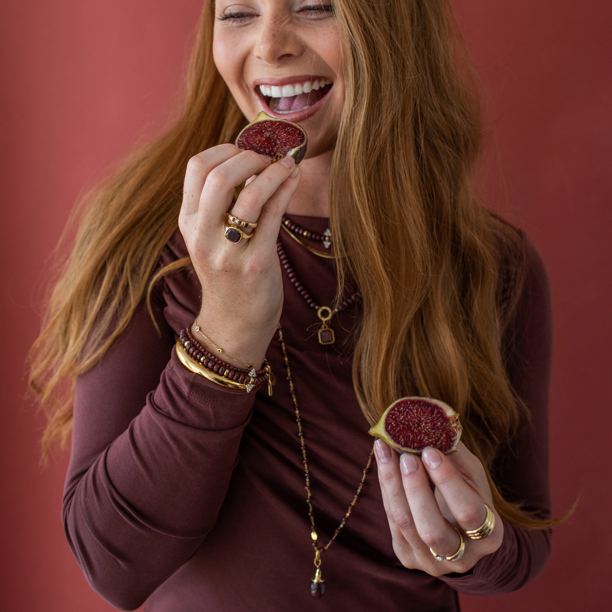 Iconic Beaded Stretch Bracelet - Sedona Red Jasper