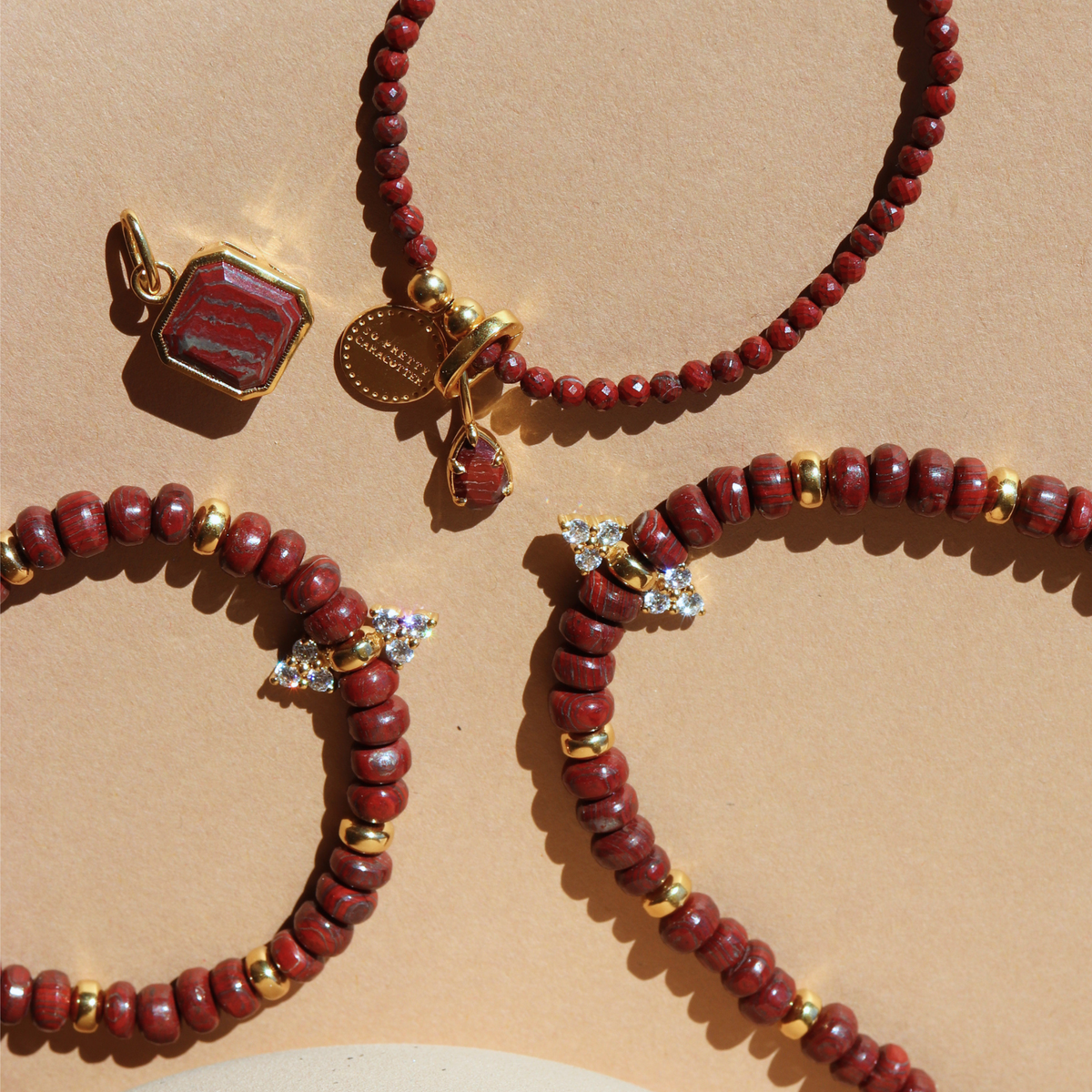 Iconic Beaded Stretch Bracelet - Sedona Red Jasper