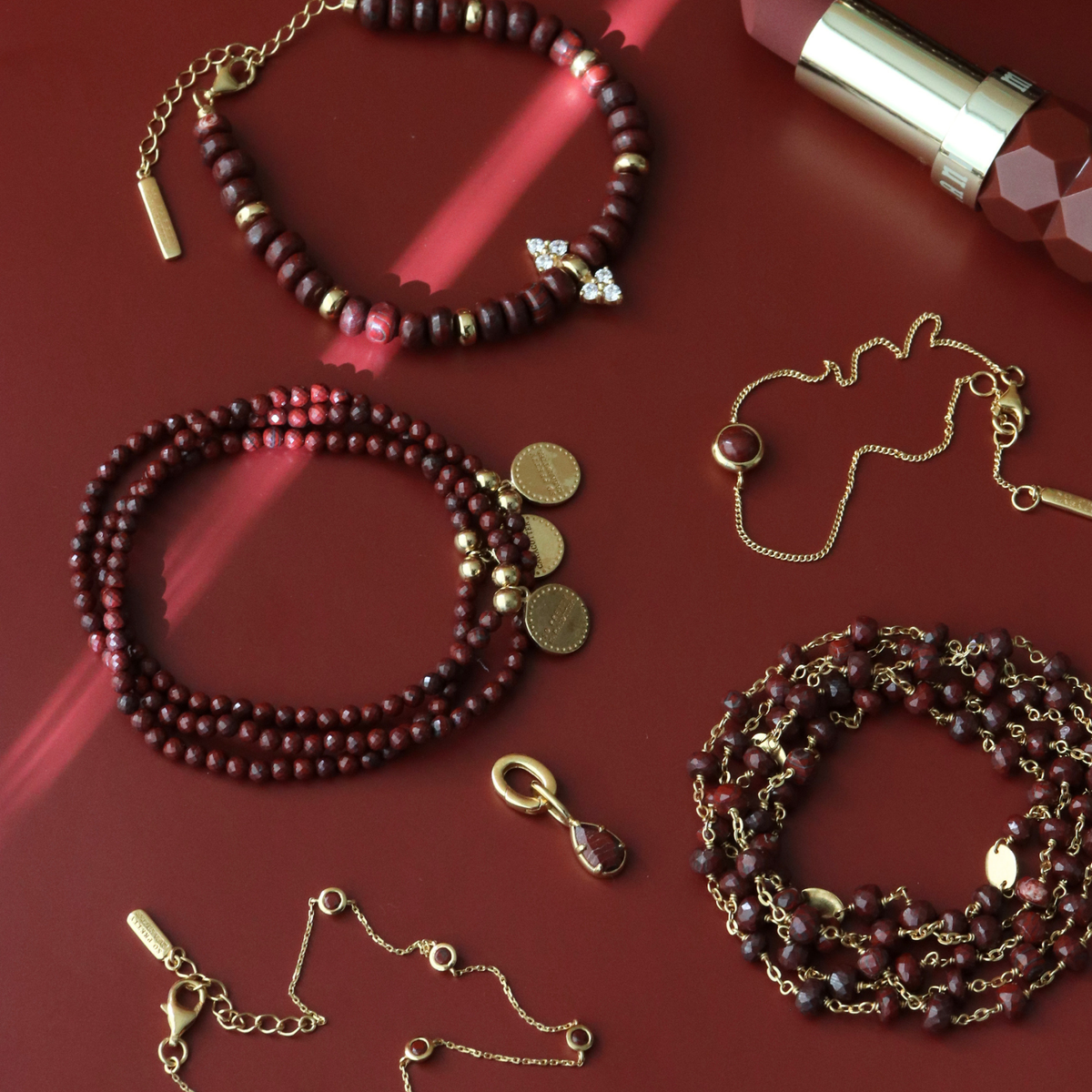 Iconic Beaded Stretch Bracelet - Sedona Red Jasper