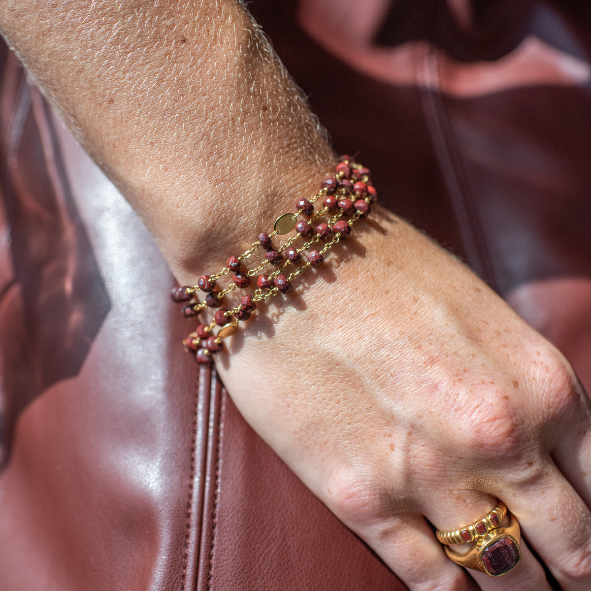 Preorder Iconic Long Beaded Necklace - Sedona Red Jasper & Gold - 34"