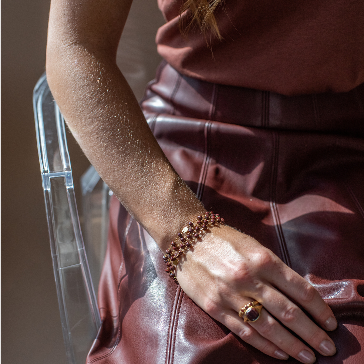 Preorder Iconic Long Beaded Necklace - Sedona Red Jasper & Gold - 34"
