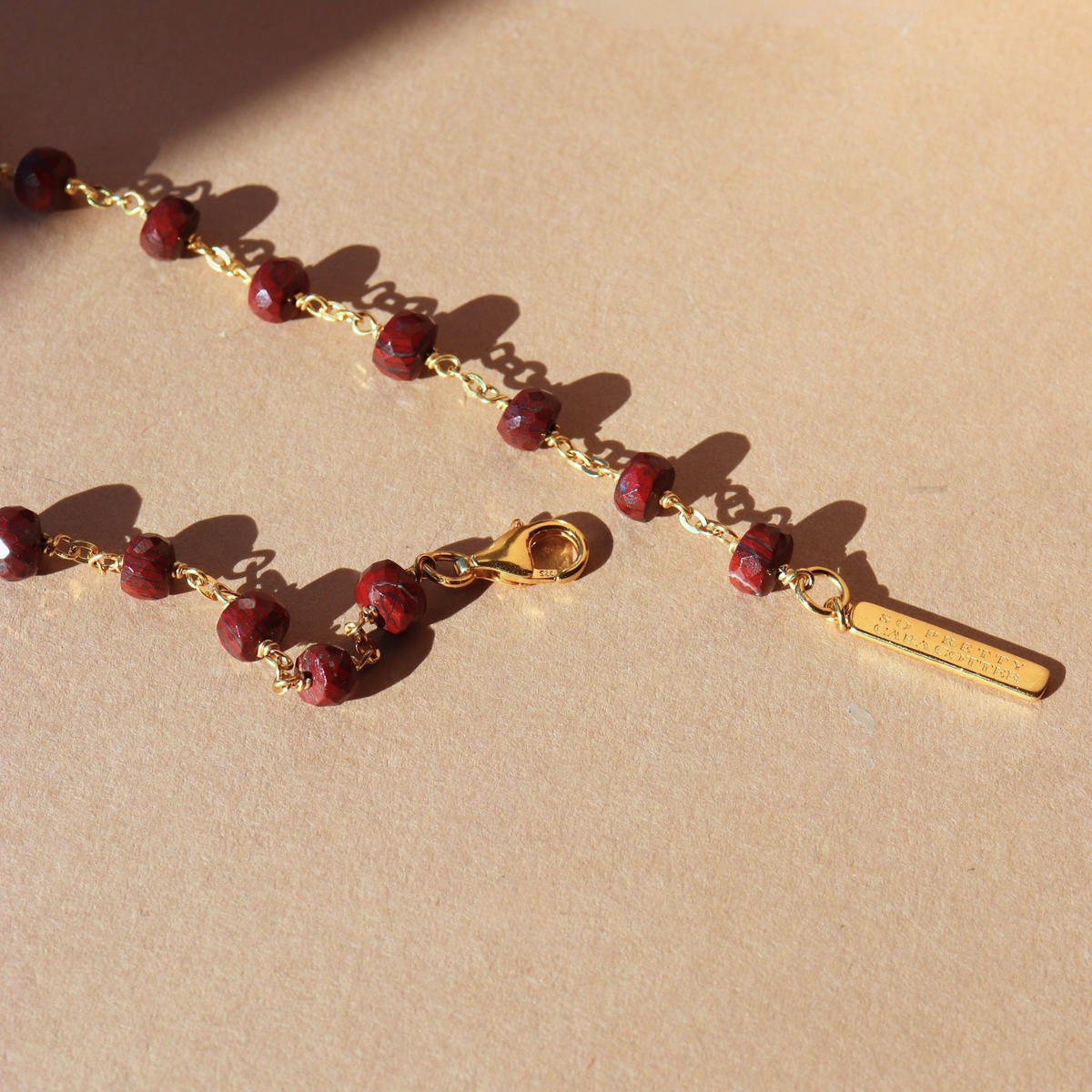 Preorder Iconic Long Beaded Necklace - Sedona Red Jasper & Gold - 34"