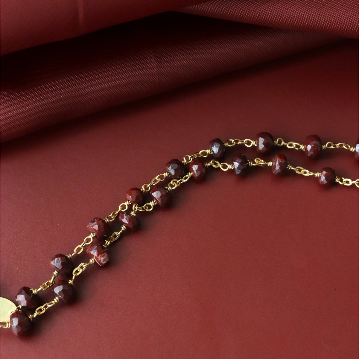 Preorder Iconic Long Beaded Necklace - Sedona Red Jasper & Gold - 34"