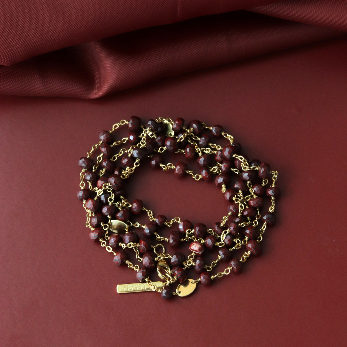 Preorder Iconic Long Beaded Necklace - Sedona Red Jasper & Gold - 34"